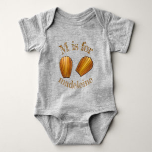 M is for Madeleine French Pastry Pâtisserie Cake Baby Bodysuit