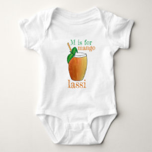 M is FOR Mango Lassi Indian Food Yogurt Drink Baby Bodysuit