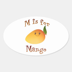 M is for Mango Oval Sticker