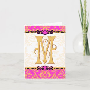 M is for Merci Beaucoup Hot Pink Damask Thank You