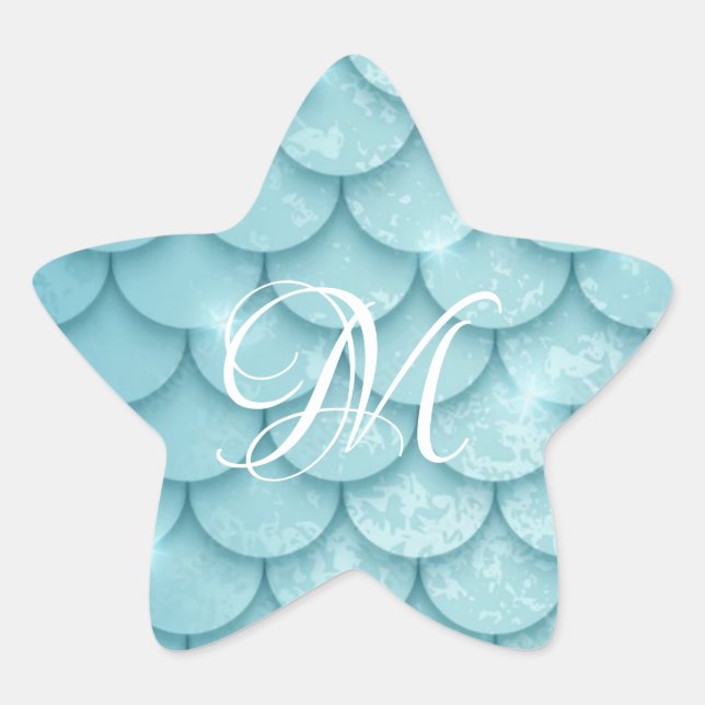 M is for Mermaid Blue Scale Sticker (Front)