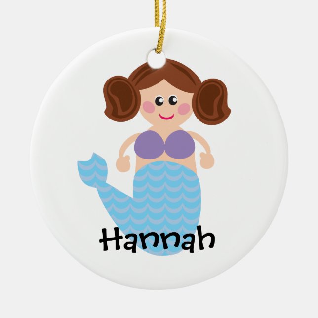 M is for Mermaid Personalized Ornament (Front)