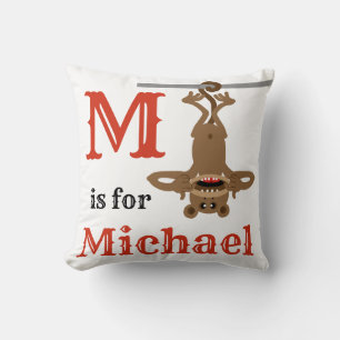 M is for Michael baby boy  Throw Pillow