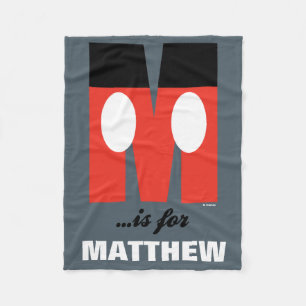 M is for Mickey Add Your Name 2 Fleece Blanket