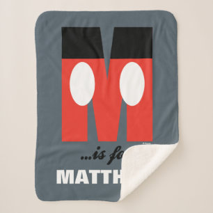 M is for Mickey Add Your Name Sherpa Blanket
