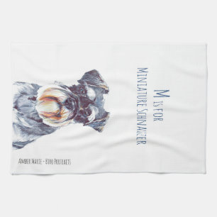 M is for Miniature Schnauzer Kitchen Towel