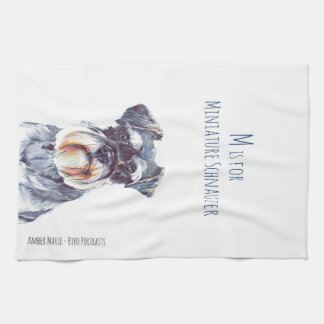 M is for Miniature Schnauzer Kitchen Towel