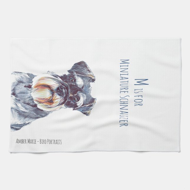 M is for Miniature Schnauzer Kitchen Towel (Horizontal)