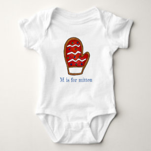 M is for Mitten Red Sugar Cookie Christmas Winter Baby Bodysuit
