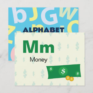 M is for Money - Alphabet Flash Card