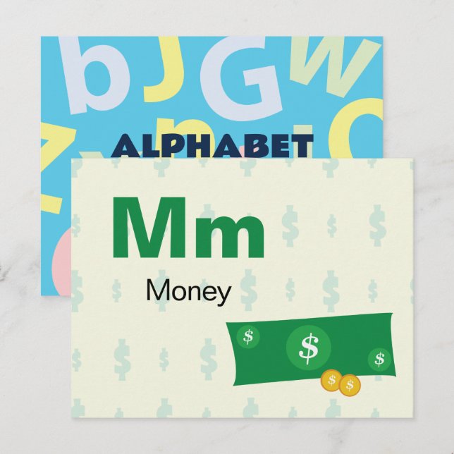 M is for Money - Alphabet Flash Card (Front/Back)