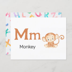 M is for Monkey - Alphabet Flash Card