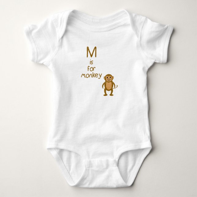 M is for Monkey. Baby Bodysuit (Front)