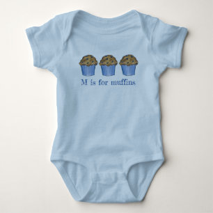 M is for Muffins Blueberry Muffin Baked Goods ABCs Baby Bodysuit
