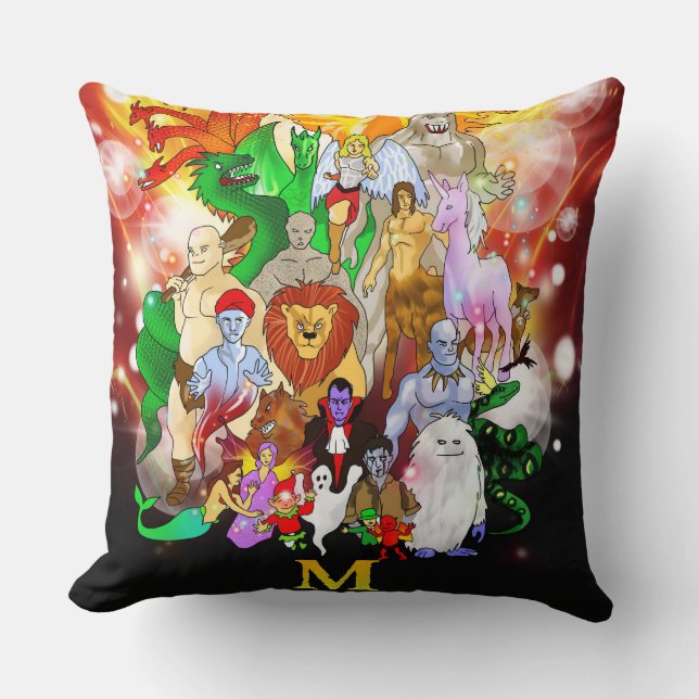 M is For Mythical Throw Pillow (Front)