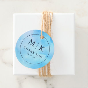 M K Circle Blue Cloudy Sky Favour Tags