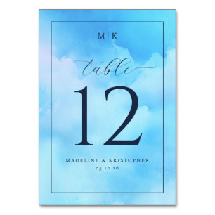 M K Madeline & Kristopher Blue Cloudy Sky Table Number