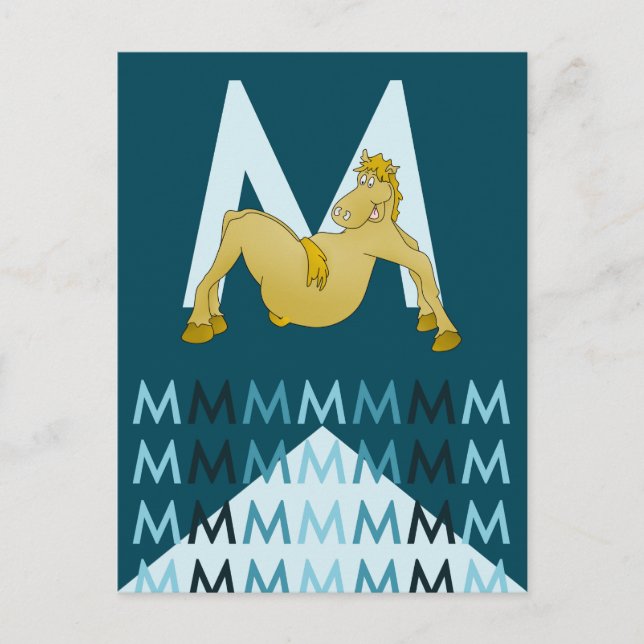 M Letter  Dark blue card Flexible pony bunting. (Front)