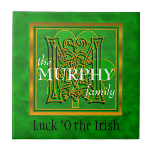 M "Luck of the Irish" Family Custom Monogram Tile