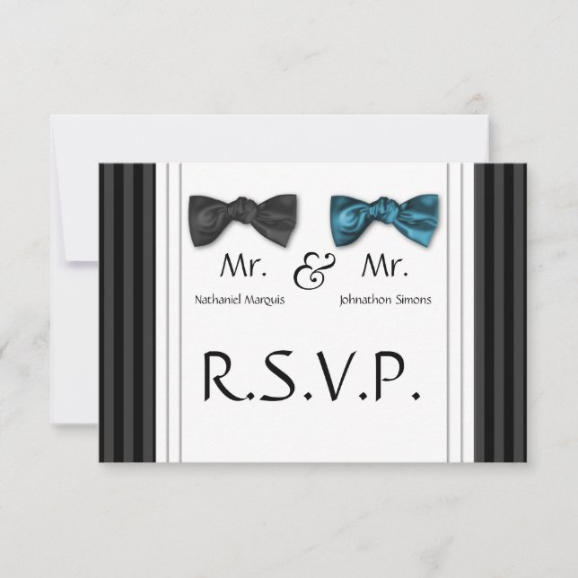 M. & M. Bow Cravates et carte RSVP rayée (Devant)