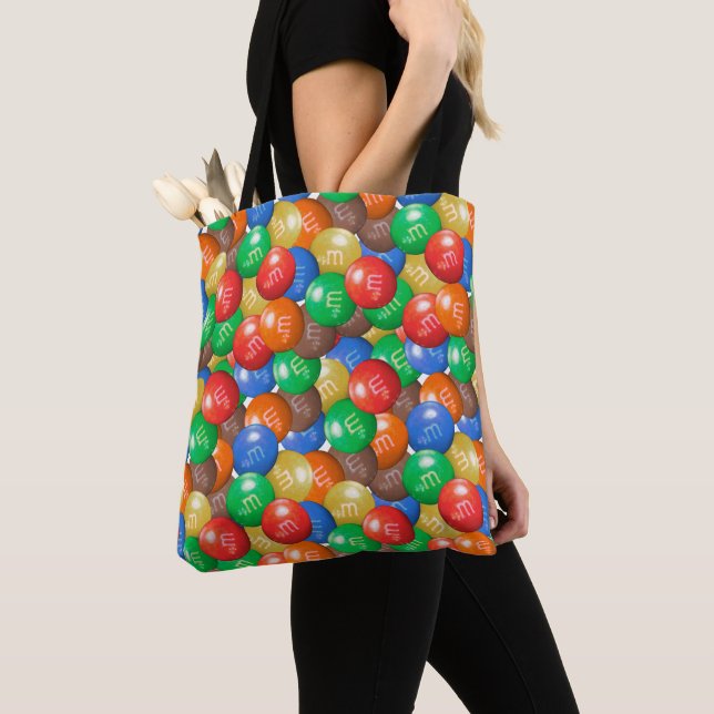 M&M Candy Tote Bag | Colourful Trick-or-Treat Bag (Close Up)