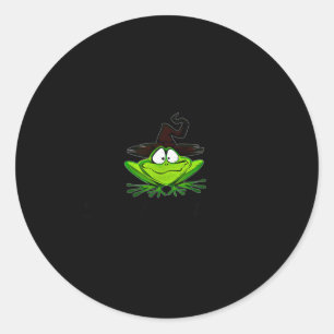 M Machusetts Whimsy Frog Witches Hat Halloween Wit Classic Round Sticker