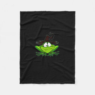 M Machusetts Whimsy Frog Witches Hat Halloween Wit Fleece Blanket
