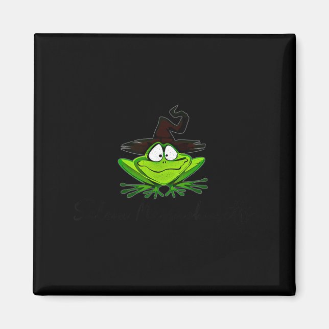 M Machusetts Whimsy Frog Witches Hat Halloween Wit Magnet (Front)