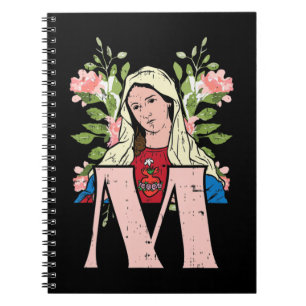 M Mary Virgin Sacred Heart Jesus Religious Catholi Notebook