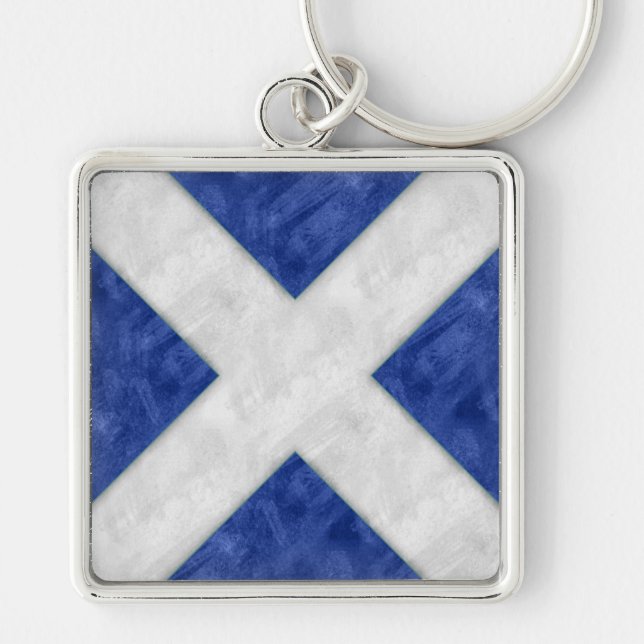 M Mike Watercolor Nautical Signal Maritime Flag Keychain (Front)