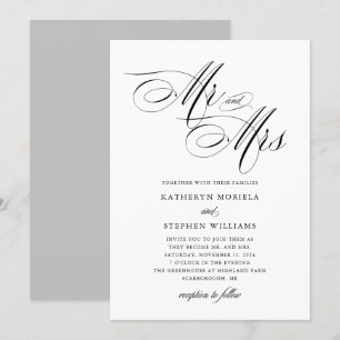 M. & Mme Classic Calligraphy Faire-part de mariage