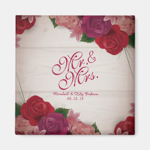 M. & Mme Elegant Floral Mariage Magnet