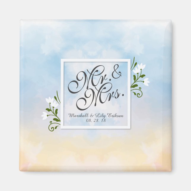M. & Mme Elegant Frame Mariage | Magnet (Devant)