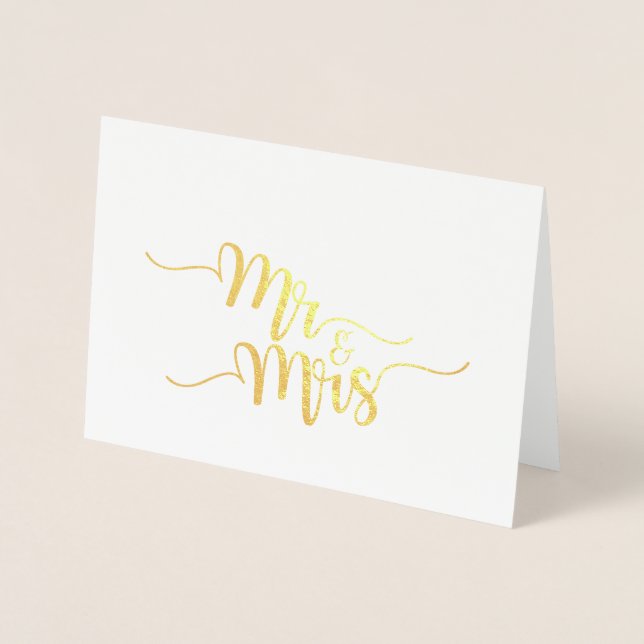 M. & Mme Etched Gold Foil Carte de voeux (Devant)
