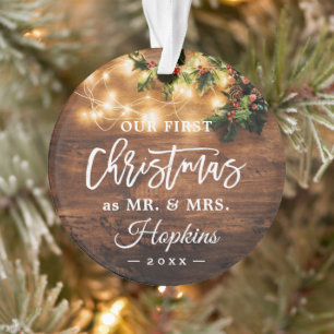 M. Mme First Christmas Rustic String Lights Photo