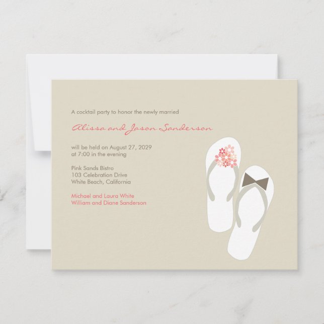 M. & Mme Flip Flops Carte de réception de mariage  (Devant)