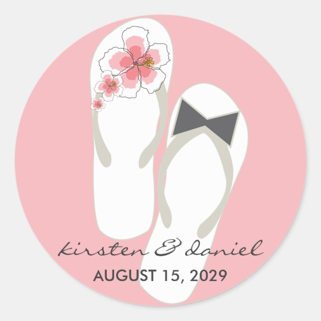 M. & Mme Flip Flops Hibiscus Beach Sticker de mari (Devant)