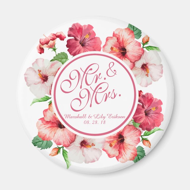 M. & Mme Floral Mariage d'aquarelle | Magnet (Devant)