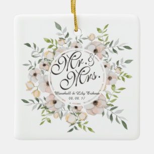 M. & Mme Floral Mariage d'aquarelle   Ornement
