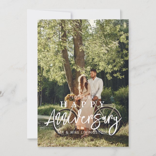 M. & Mme Happy Mariage Carte photo de l'anniversai (Devant)