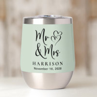 M. Mme Hearts Sage Green Mariage