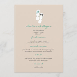 M. & Mme Hibiscus Flip Flops Mariage Carte de menu