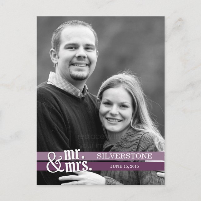 M. & Mme Mariage Carte de remerciements - Plum (Devant)