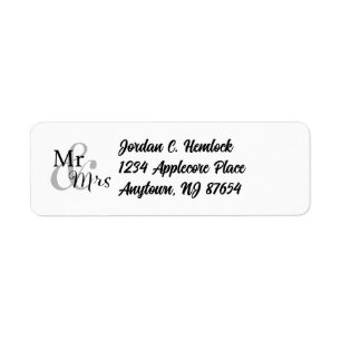 M. & Mme Mariage Couple Adresse de retour Étiquett