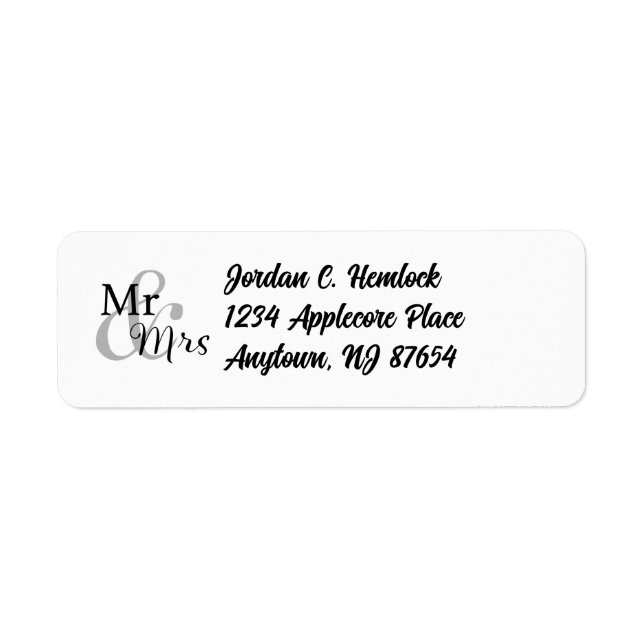M. & Mme Mariage Couple Adresse de retour Étiquett (Devant)