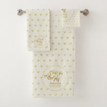 M. & Mme Mariage Serviettes Gold Love Hearts Keeps