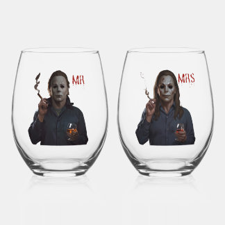 M. Mme Michael Myers Verre à vin sans tache, Ensem