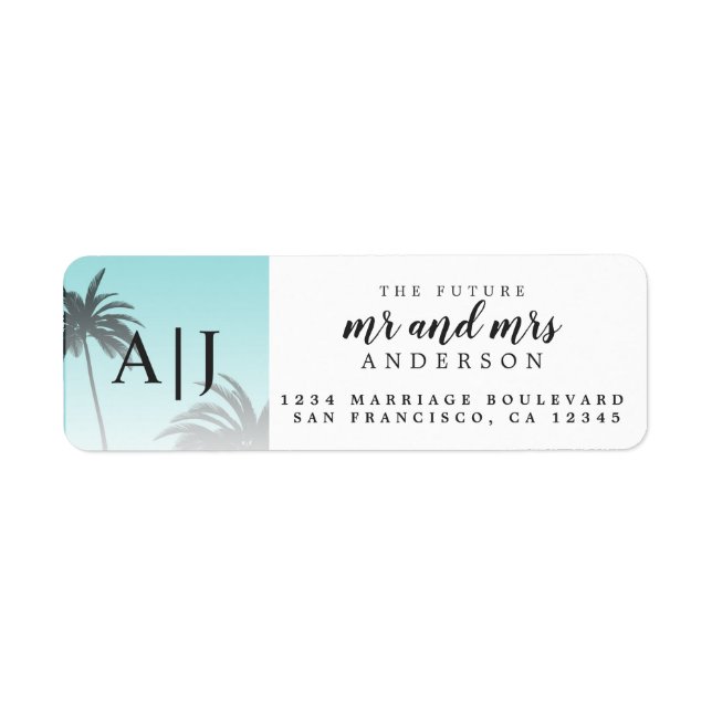 M. Mme Monogram Beach Mariage Retour Adresse (Devant)