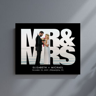 M. Mme Newlyweds Mariage photo Black