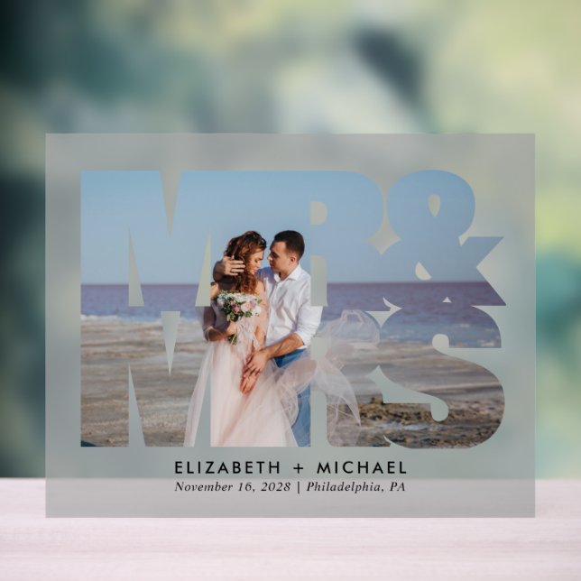 M. Mme Newlyweds Mariage photo Frosted (Neutre)